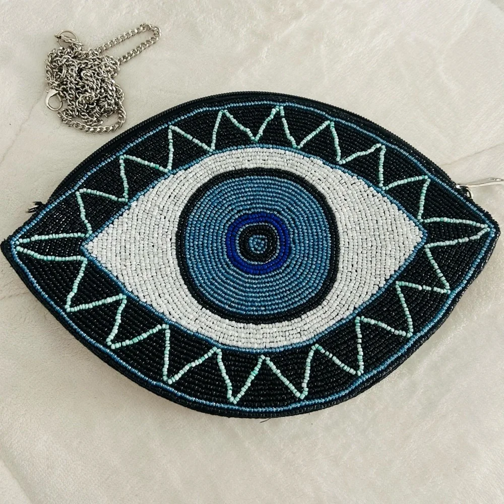 Handcrafted Beaded Eye Bag: Boho Clutch. - Picture 2 of 5